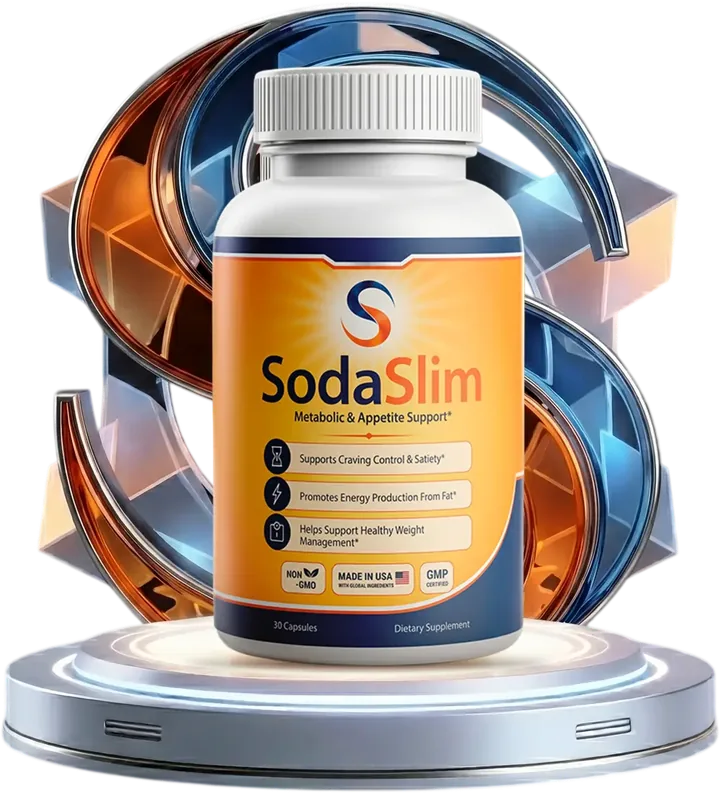 SodaSlim capsule bottle on a pedestal